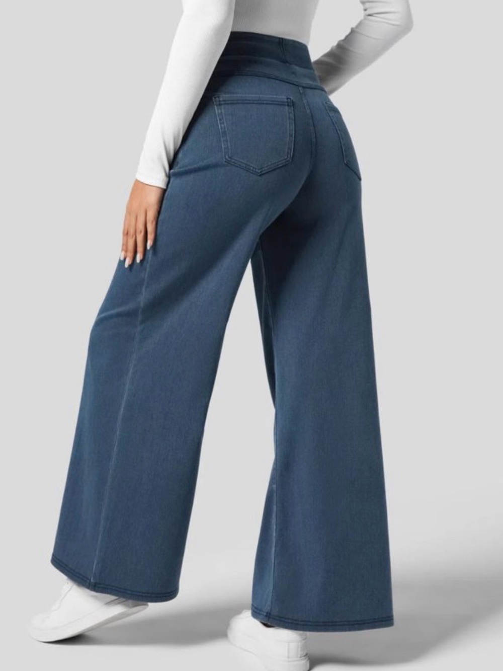 Halara Wide Leg Jeans Size Large Dark Wash Stretch High Rise NEW With Tags - Picture 1 of 9